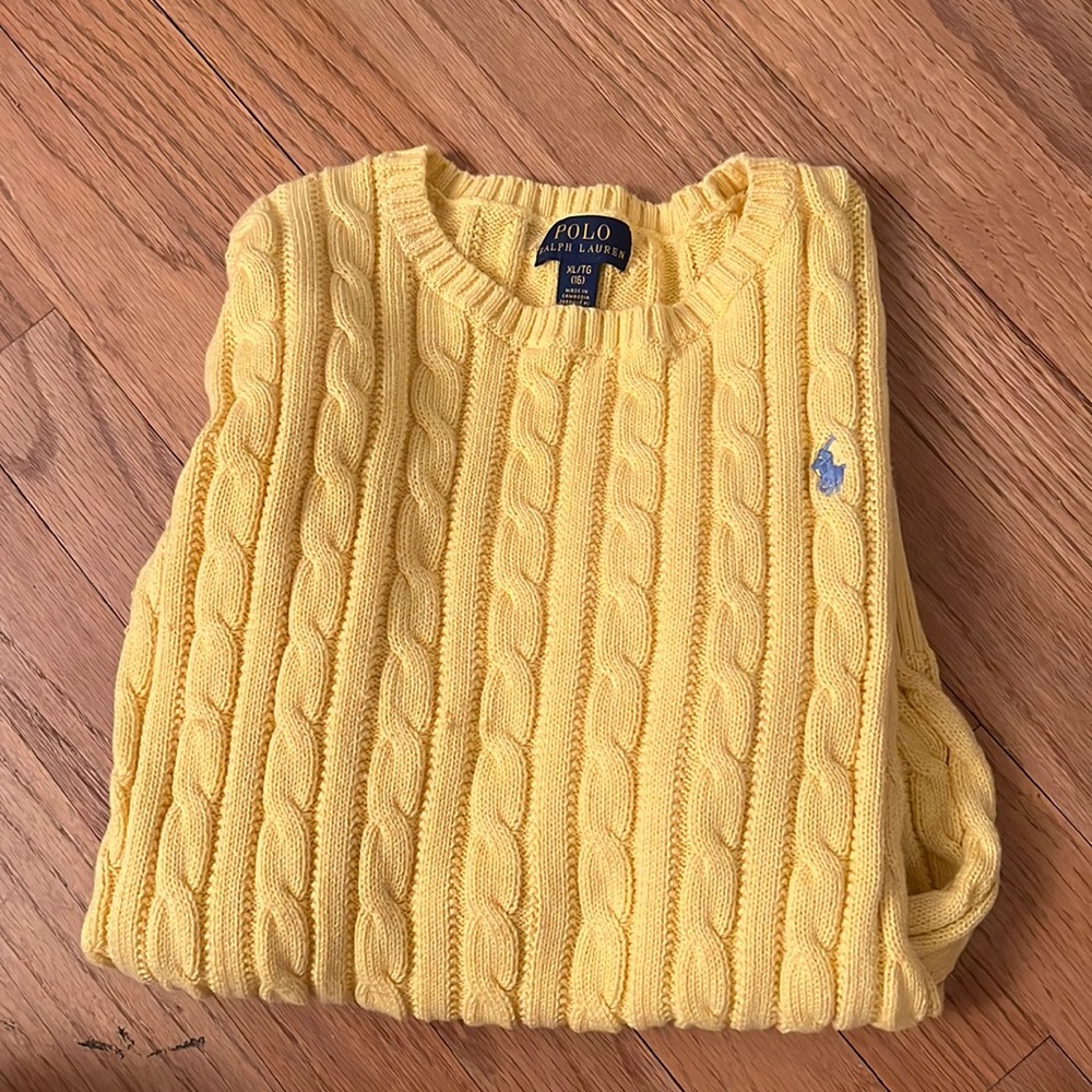 Polo Ralph Lauren cable knit sweater, yellow, cotton